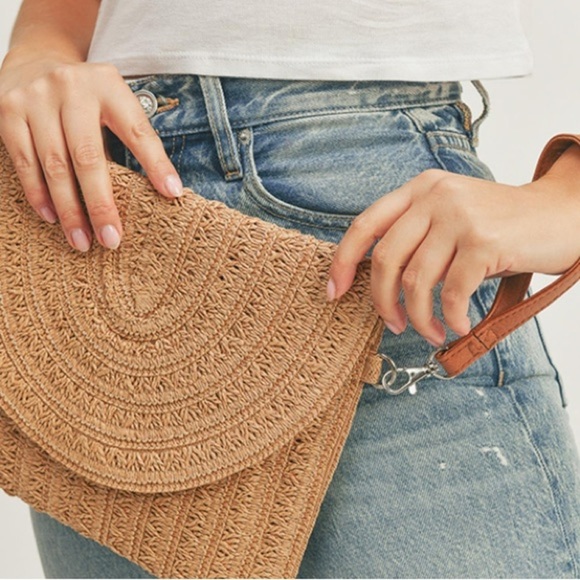 TAN STRAW ENVELOPE CROSSBODY/CLUTCH - Picture 6 of 6